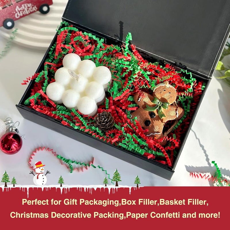 Corlcol 200g(7oz) Crinkle Paper Filler for Gift Baskets Box Confetti Paper Shreds Decoration Stuffing on Christmas (Red&Green) - Image 5